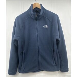 The North Face Mens Size M Jacket Fleece Full Zip Coat Blue Pockets Logo